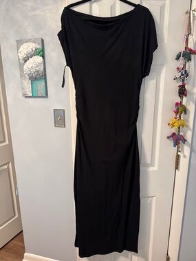 Asymmetrical Classic Black Women's Midi Dress